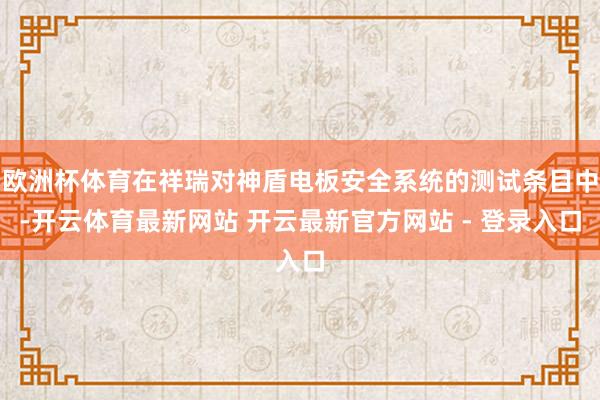 欧洲杯体育在祥瑞对神盾电板安全系统的测试条目中-开云体育最新网站 开云最新官方网站 - 登录入口