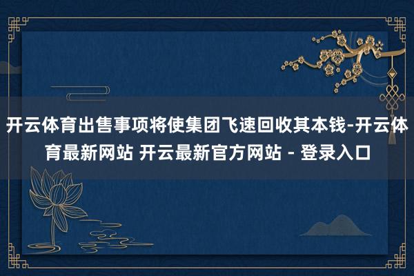 开云体育出售事项将使集团飞速回收其本钱-开云体育最新网站 开云最新官方网站 - 登录入口