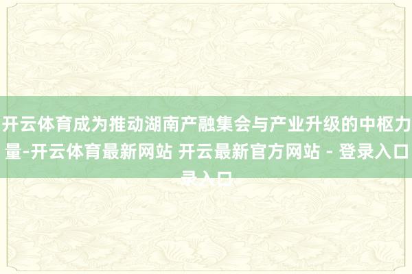 开云体育成为推动湖南产融集会与产业升级的中枢力量-开云体育最新网站 开云最新官方网站 - 登录入口